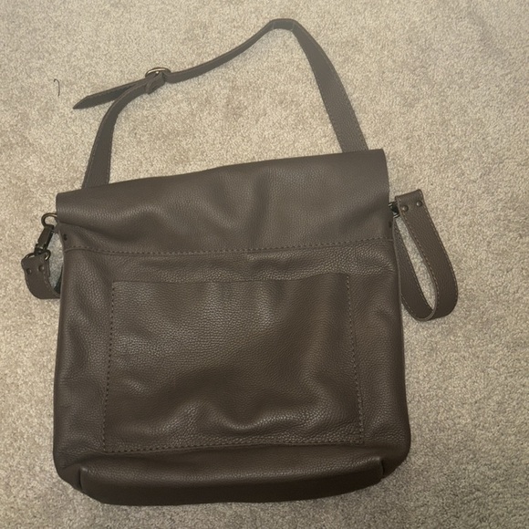 Calma Dark Taupe/Grey Crossbody soft leather bag - Picture 2 of 3